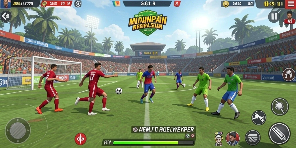 Screenshot menunjukkan karakter utama yang sedang beraksi di medan perang.